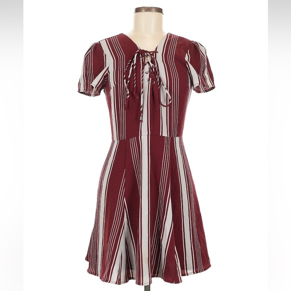 Lovers + Friends Dresses & Skirts - Lovers + Friends Compass Stripe Lace-Up Fit & Flare Dress | NWT